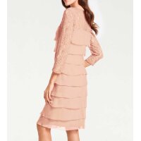 Designer-Spitzen-Chiffonkleid, rosé