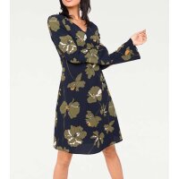 Designer-Druckkleid, marine-khaki