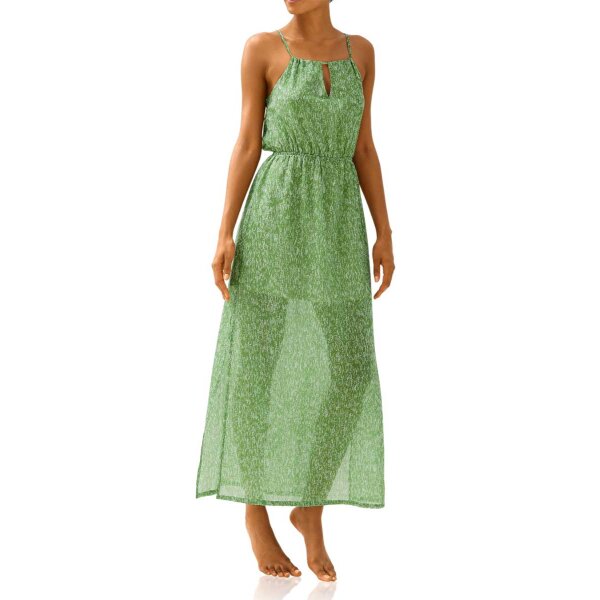 Maxi-Druckkleid, grün-offwhite