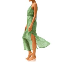 Maxi-Druckkleid, grün-offwhite