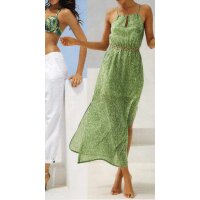 Maxi-Druckkleid, grün-offwhite