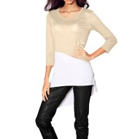 Designer-Shirtbluse, sand-weiß