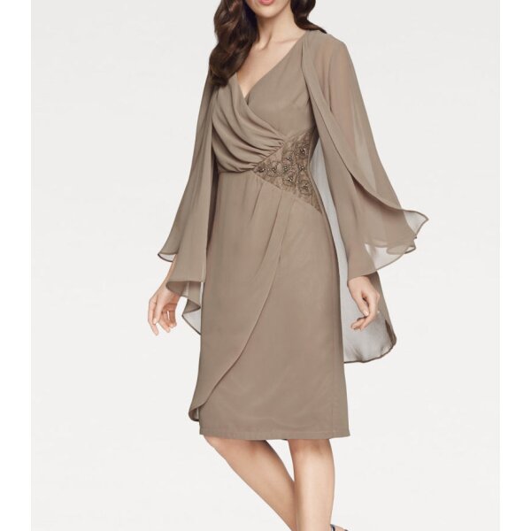 Designer-Cocktailkleid+Bluse, taupe