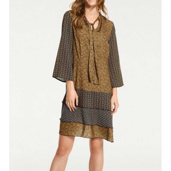 Print dress, khaki-black