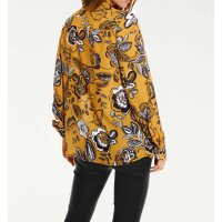 Designer-Bluse m.Krawatte, senf-schwarz