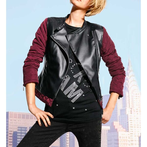 Bikerjacke, bordeaux-schwarz