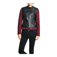Bikerjacke, bordeaux-schwarz