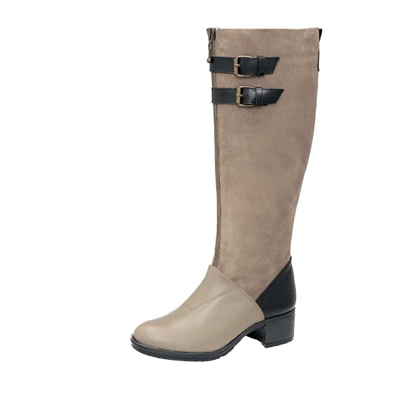 Leather boots, taupe-black