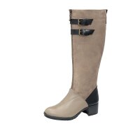 Leather boots, taupe-black