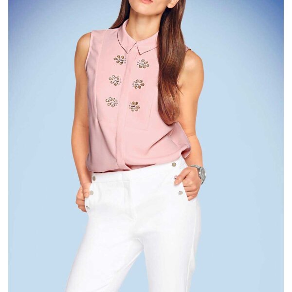 Blouse top with strass stones, rosé
