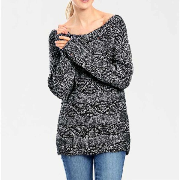 Sweter dzianinowy, kolor czarno-srebrny