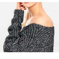 Sweter dzianinowy, kolor czarno-srebrny