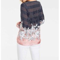 Druckbluse, schwarz-ecru-rosé