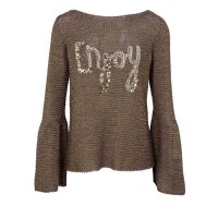Grobstrickpullover, oliv-gold