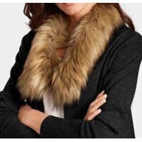 Cardigan with fur imitation collar, black
