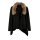 Cardigan with fur imitation collar, black