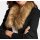 Cardigan with fur imitation collar, black