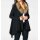 Cardigan with fur imitation collar, black