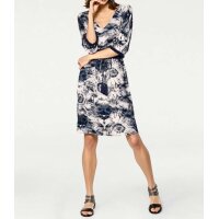 Print dress, dark blue - white