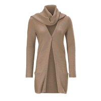 Merinowolle-Cardigan m. Schal, camel