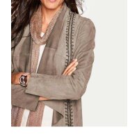 Designer-Ziegenvelourslederjacke, taupe