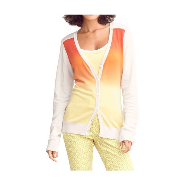 Strickjacke, creme-orange-gelb