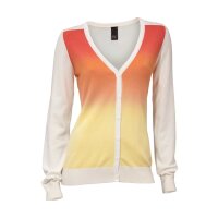 Strickjacke, creme-orange-gelb
