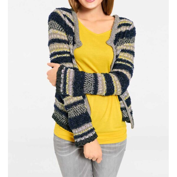 Grobstrickjacke, gelb-marine