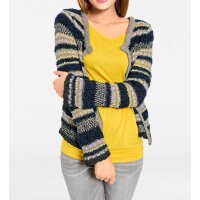 Grobstrickjacke, gelb-marine