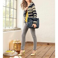 Grobstrickjacke, gelb-marine