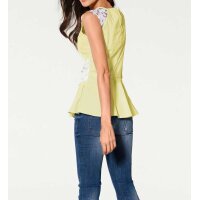 Striped blouse with lace, yellow-white