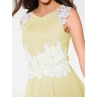 Striped blouse with lace, yellow-white