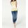 Striped blouse with lace, yellow-white