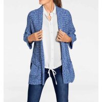 Designer-Longstrickjacke, blau-bunt