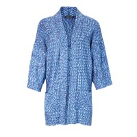 Designer-Longstrickjacke, blau-bunt