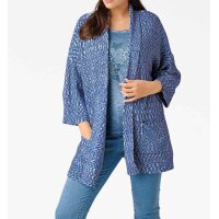 Designer-Longstrickjacke, blau-bunt