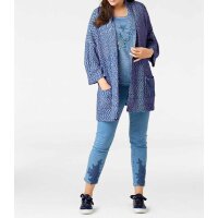 Designer-Longstrickjacke, blau-bunt