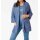 Designer-Longstrickjacke, blau-bunt