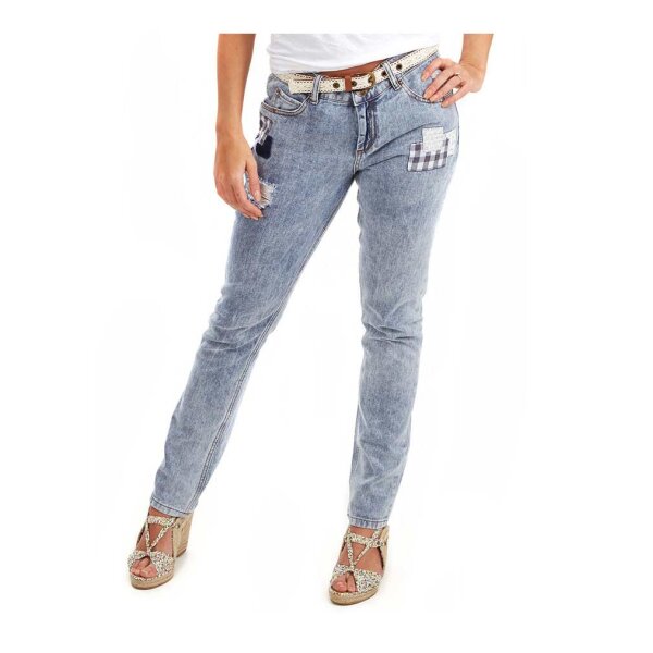 Marken-Jeans m. Gürtel, blau-used
