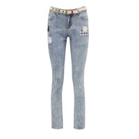 Marken-Jeans m. Gürtel, blau-used