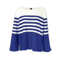 Feinstrickpullover, ecru-blau