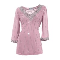 Designer-Paillettentunika, rosé