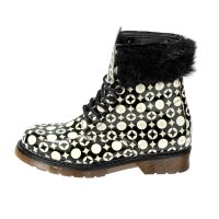 Bootie with weave fur, black-ecru