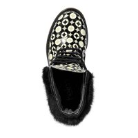 Bootie with weave fur, black-ecru