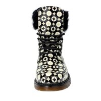Bootie with weave fur, black-ecru