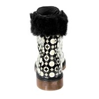 Bootie with weave fur, black-ecru