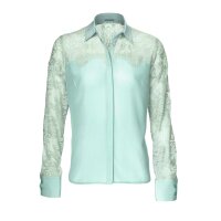 Designer-Seidenbluse m. Spitze, mint