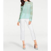 Designer-Seidenbluse m. Spitze, mint
