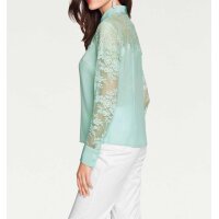 Designer-Seidenbluse m. Spitze, mint