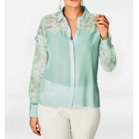 Designer-Seidenbluse m. Spitze, mint